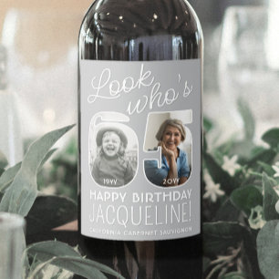 Étiquette Pour Bouteilles De Vin Joyeux Anniversaire 65 Ans Moderne Nombres Photo F
