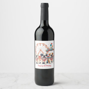 Étiquette Pour Bouteilles De Vin Joyeux Anniversaire Bouledogues Anglais À Une Foir