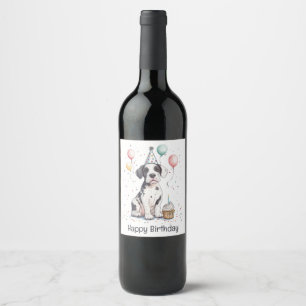 Étiquette Pour Bouteilles De Vin Joyeux Anniversaire Cupcake pour chiot Grand Danoi