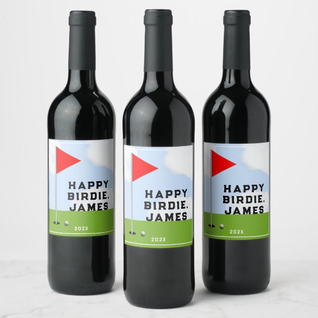 Étiquette Pour Bouteilles De Vin Joyeux anniversaire de golf  (Bouteilles)