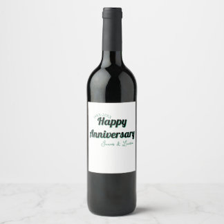 Étiquette Pour Bouteilles De Vin Joyeux anniversaire de mariage nom date année vert