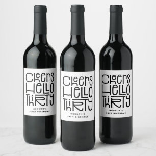 Étiquette Pour Bouteilles De Vin Joyeux Anniversaire Trente ' 30 ans Cheers