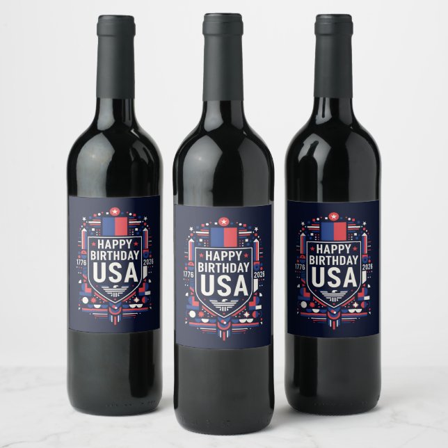 Étiquette Pour Bouteilles De Vin Joyeux anniversaire USA 250 (Bouteilles)