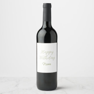Étiquette Pour Bouteilles De Vin Joyeux anniversaire vert pastel gris nom date mode