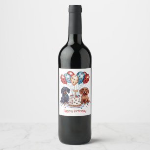 Étiquette Pour Bouteilles De Vin Joyeux Chiens de Dachshund Anniversaire