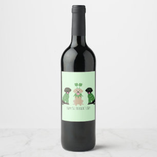 Étiquette Pour Bouteilles De Vin Joyeux Chiens du Labrador Jour de la Saint Patrick