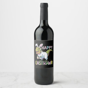 Étiquette Pour Bouteilles De Vin Joyeux Eastrawr T Rex Pâques Dinosaure Lapin Œuf