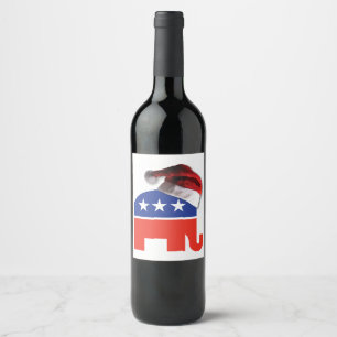 Étiquette Pour Bouteilles De Vin Joyeux éléphant républicain de Noël