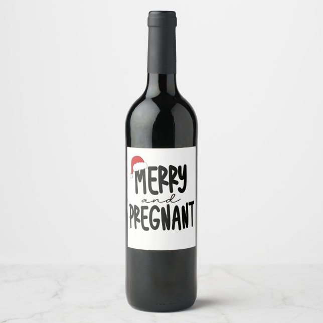 Étiquette Pour Bouteilles De Vin Joyeux & Enceinte Annonce de Grossesse Chapeau de  (Devant)
