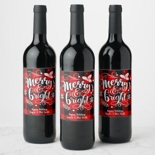 Étiquette Pour Bouteilles De Vin Joyeux et brillant rouge et noir Buffalo plaqué