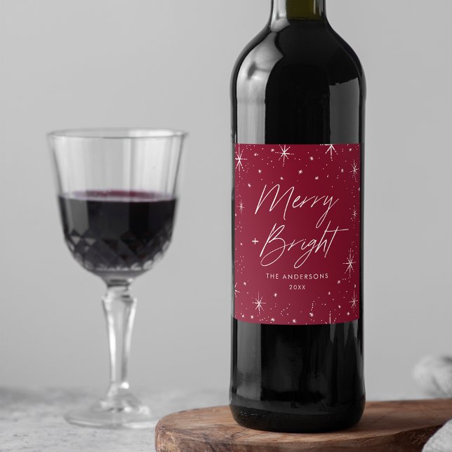 Étiquette Pour Bouteilles De Vin Joyeux et lumineux Script Bourgogne (Créateur téléchargé)