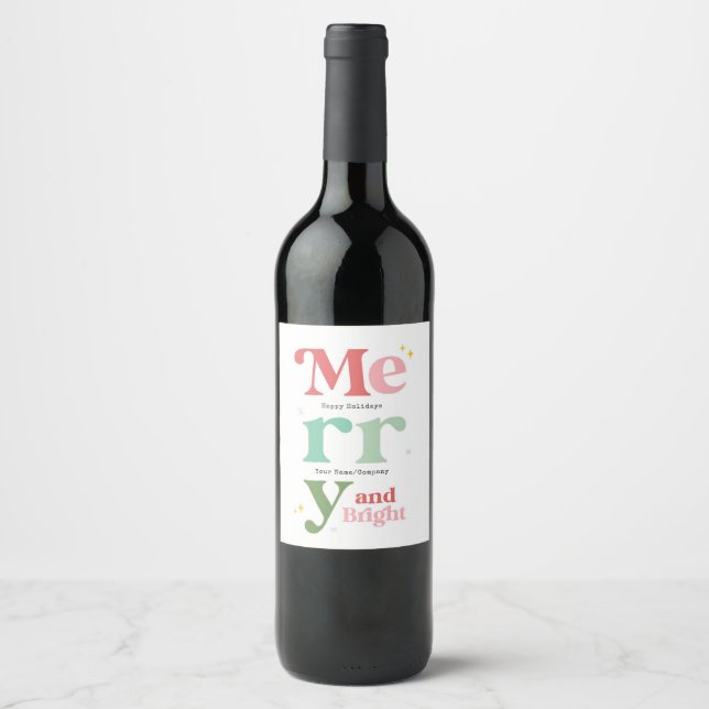 Étiquette Pour Bouteilles De Vin Joyeux et Noël brillant (Devant)
