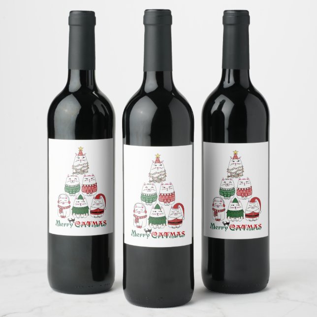 Étiquette Pour Bouteilles De Vin Joyeux Étiquette de nourriture et de boissons Catm (Bouteilles)