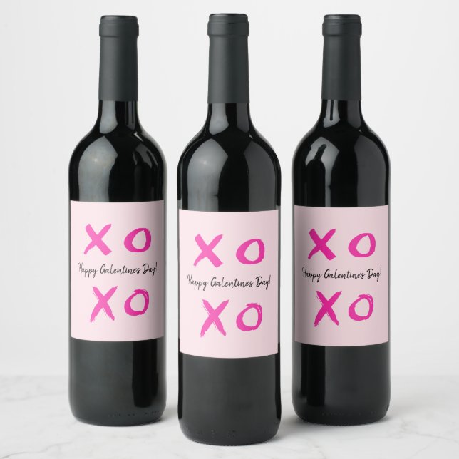 Étiquette Pour Bouteilles De Vin Joyeux Galentine's Day XOXO rose (Bouteilles)