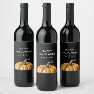 Étiquette Pour Bouteilles De Vin Joyeux Halloween avec citrouille vintage