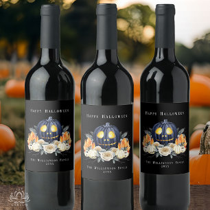 Étiquette Pour Bouteilles De Vin Joyeux Halloween Citrouilles de Samhain Sombres Cr