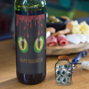 Étiquette Pour Bouteilles De Vin Joyeux Halloween sang Déplaisant Monstre Yeux