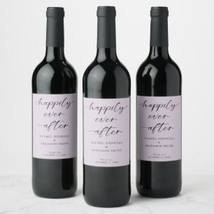 Étiquette Pour Bouteilles De Vin Joyeux Jour Après Mariage Purple Script Élégant