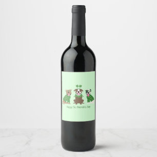 Étiquette Pour Bouteilles De Vin Joyeux Jour de la Saint Patrick Pit Bull Dogs