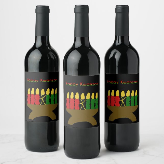 Étiquette Pour Bouteilles De Vin Joyeux Kwanzaa Kinara (Bouteilles)