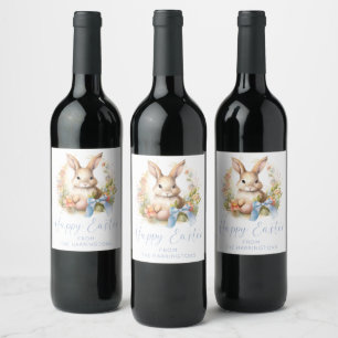 Étiquette Pour Bouteilles De Vin Joyeux Lapin de Pâques