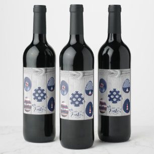 Étiquette Pour Bouteilles De Vin Joyeux Nautique de Pâques La navigation côtière