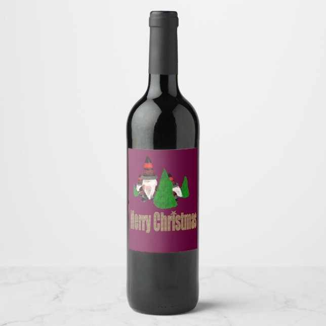 Étiquette Pour Bouteilles De Vin Joyeux Noël (Devant)
