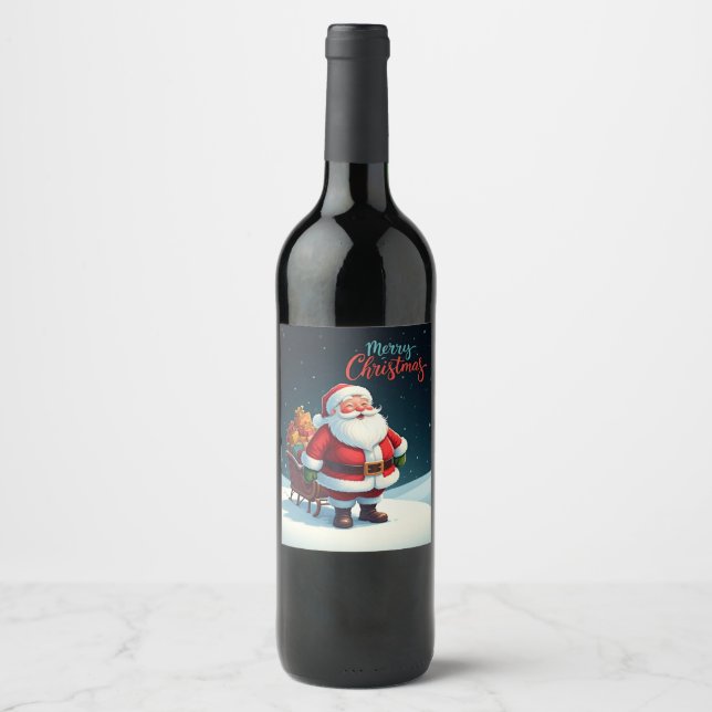 Étiquette Pour Bouteilles De Vin Joyeux Noël (Devant)