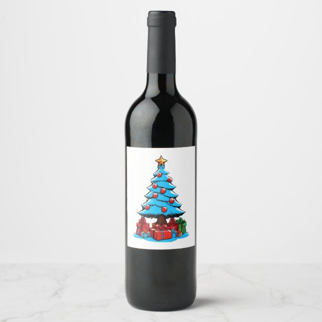 Étiquette Pour Bouteilles De Vin Joyeux Noël 3D (Devant)