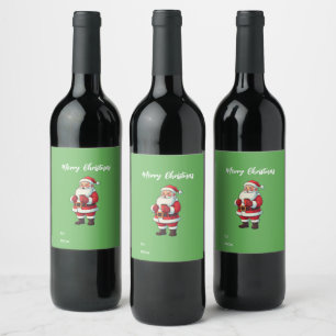 Étiquette Pour Bouteilles De Vin Joyeux Noël au Père Noël mignon personnalisé
