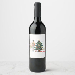 Étiquette Pour Bouteilles De Vin Joyeux Noël avec Nutcracker Ballet