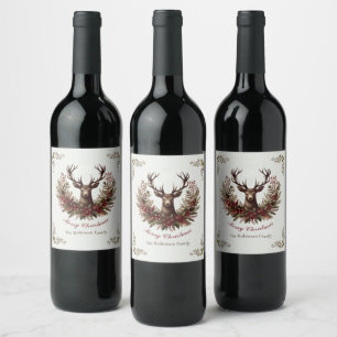 Étiquette Pour Bouteilles De Vin Joyeux Noël Buck Wreath