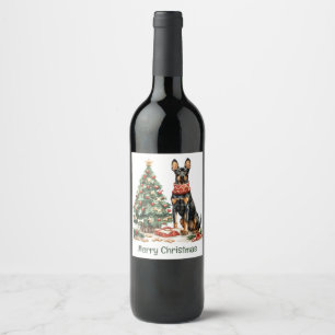 Étiquette Pour Bouteilles De Vin Joyeux Noël Chiens Dobermann