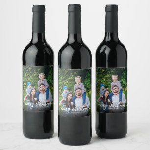 Étiquette Pour Bouteilles De Vin Joyeux Noël Écriture Blanche Cute Fête