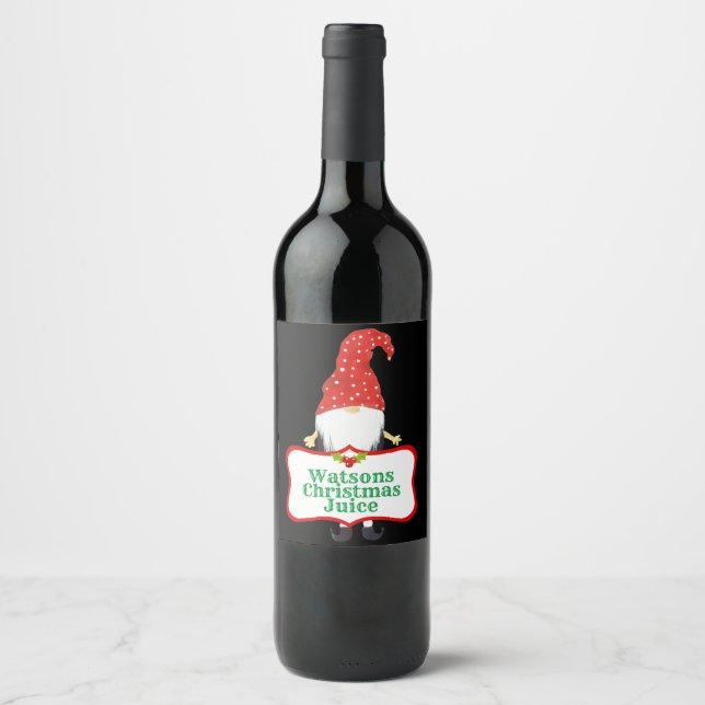 Étiquette Pour Bouteilles De Vin Joyeux Noël elf Étiquette de vin personnalisé (Devant)