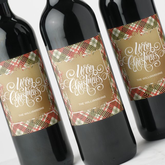 Étiquette Pour Bouteilles De Vin Joyeux Noël en or (Créateur téléchargé)