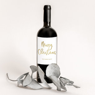 Étiquette Pour Bouteilles De Vin Joyeux Noël Faux Gold Décontracté Script sur bla