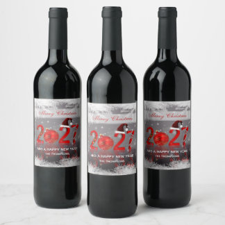 Étiquette Pour Bouteilles De Vin Joyeux Noël Fête Nouvelle Année 2027