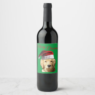 Étiquette Pour Bouteilles De Vin Joyeux Noël Golden Retriever