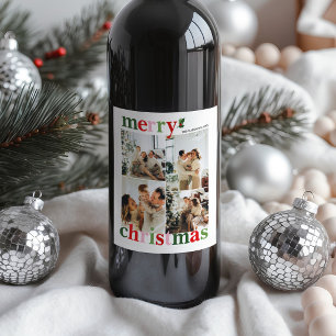 Étiquette Pour Bouteilles De Vin Joyeux Noël Holly Lumineux Amusant Famille