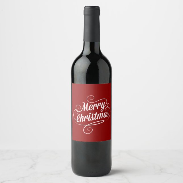 Étiquette Pour Bouteilles De Vin Joyeux Noël, modèle (Devant)