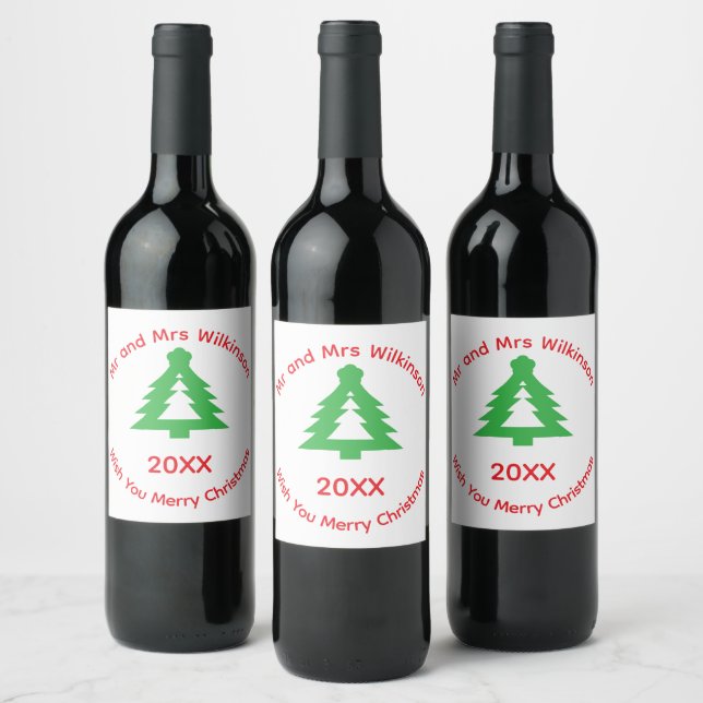 Étiquette Pour Bouteilles De Vin Joyeux Noël Noms  (Bouteilles)