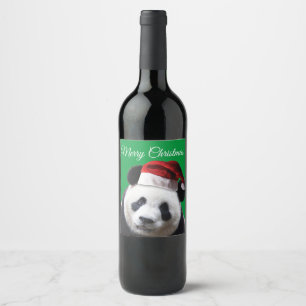 Étiquette Pour Bouteilles De Vin Joyeux Noël Panda Bear