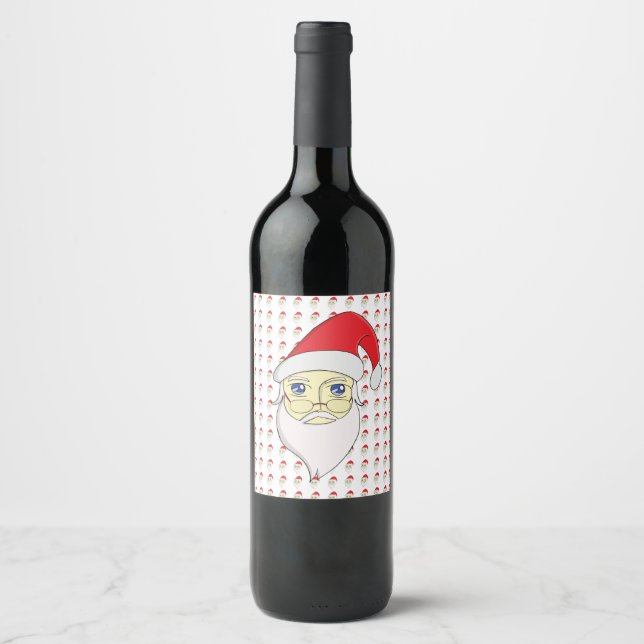 Étiquette Pour Bouteilles De Vin Joyeux Noël Père Noël (Devant)