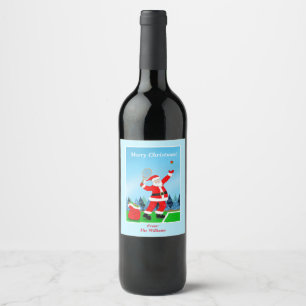 Étiquette Pour Bouteilles De Vin Joyeux Noël Père Noël Tennis