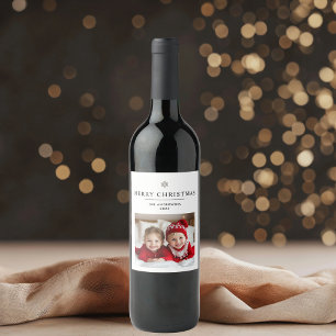Étiquette Pour Bouteilles De Vin "Joyeux Noël personnalisé avec photo et nom