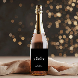 Étiquette Pour Bouteilles De Vin Joyeux Noël Personnalisé Noir Nom personnalisé