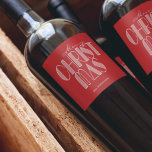 Étiquette Pour Bouteilles De Vin Joyeux Noël Retro Typographie<br><div class="desc">Joyeux Noël dans un script rétro et vos noms en lettres chic,  personnalisez ces étiquettes de bouteille de vin pour servir à votre fête de vacances ou pour donner comme cadeaux ou faveurs de fête pour les cadeaux d'affaires,  cadeaux d'entreprise. MODIFIEZ la couleur arrière - plan à n'importe quoi.</div>