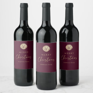 Étiquette Pour Bouteilles De Vin Joyeux Noël Rouge Bourgogne Festif