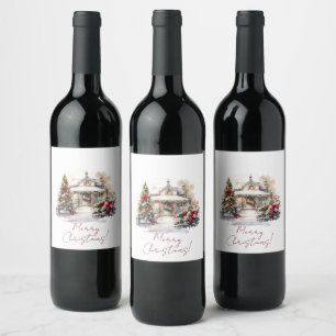 Étiquette Pour Bouteilles De Vin Joyeux Noël Snowy House